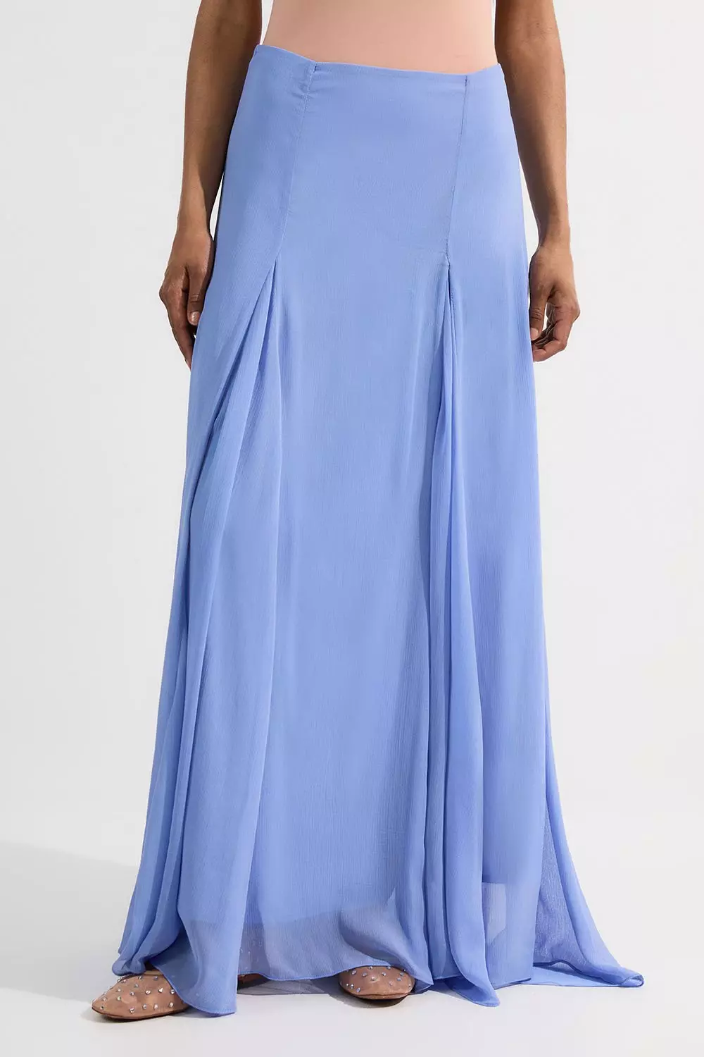 Crinkle Georgette Godet Woven Maxi Skirt | Karen Millen